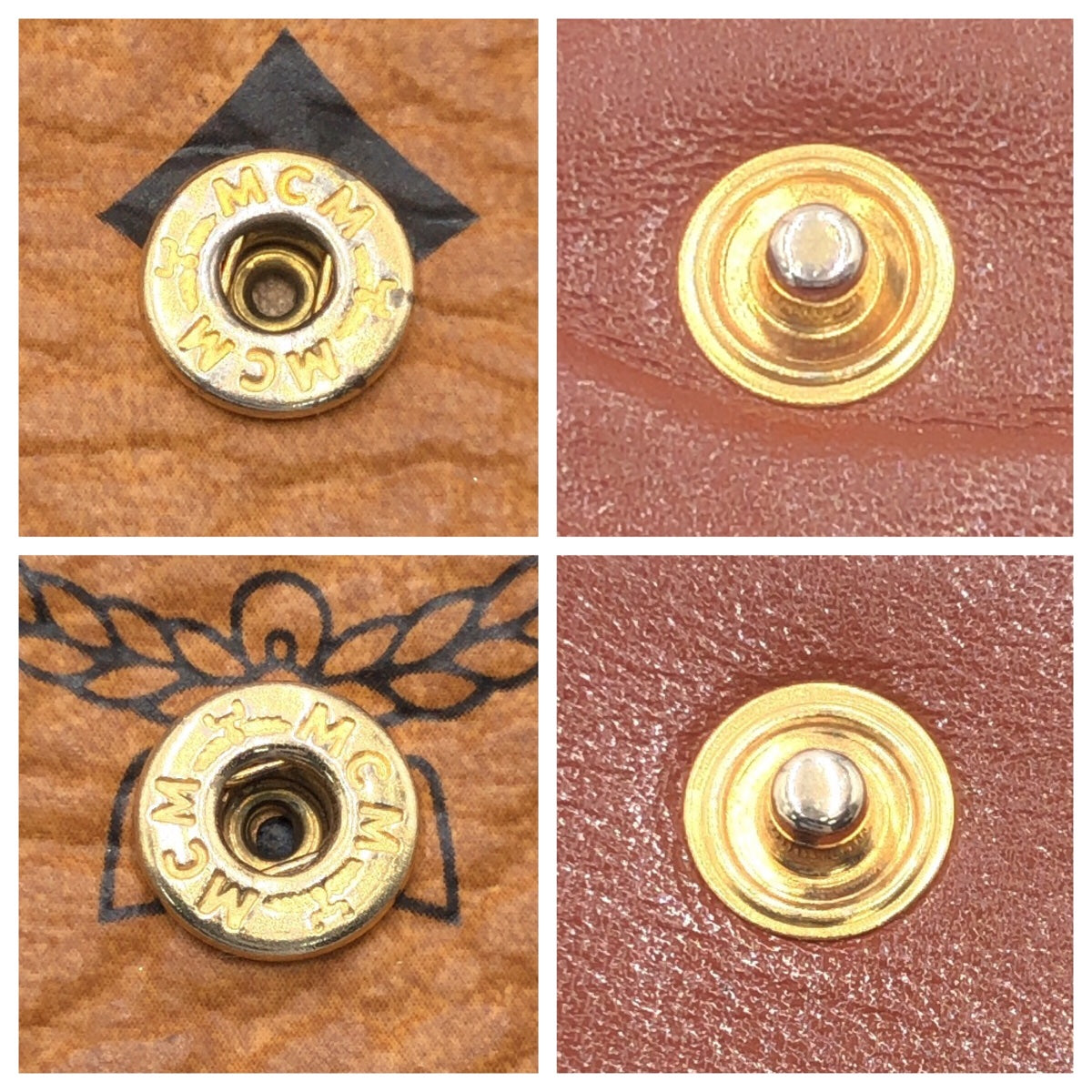 MCM Brown Gold Hardware / Synthetic Leather Tri-Fold Wallet Compact Wallet for Women