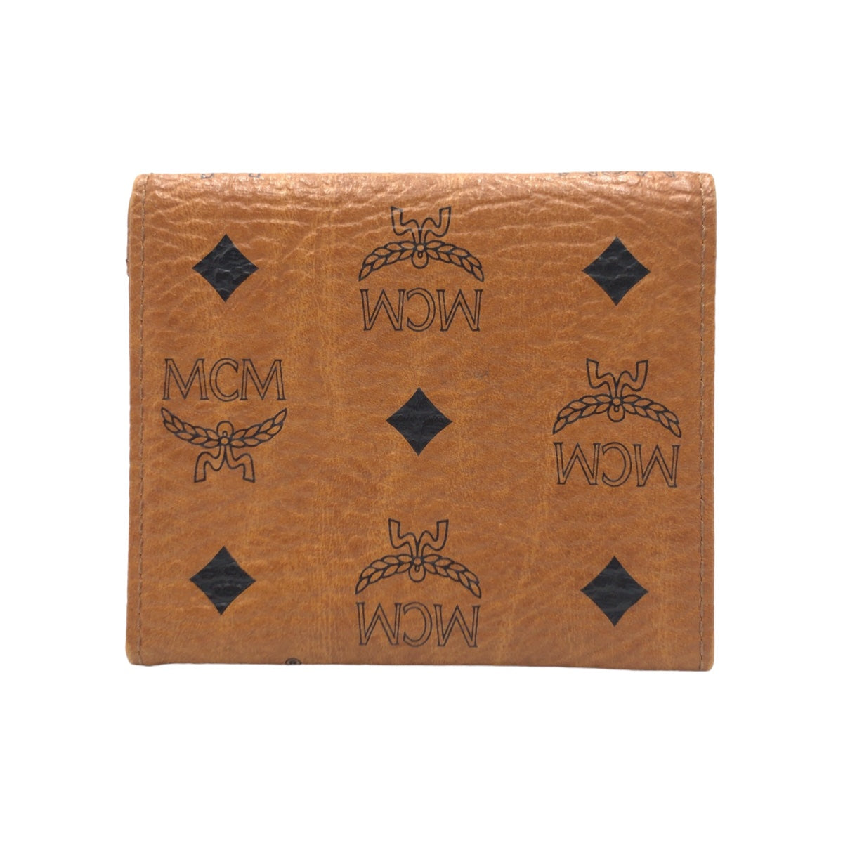 MCM Brown Gold Hardware / Synthetic Leather Tri-Fold Wallet Compact Wallet for Women