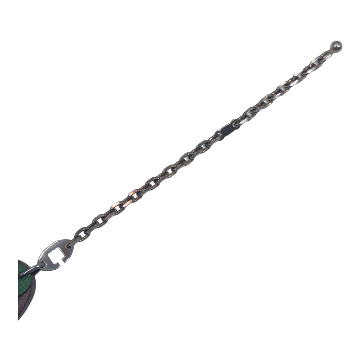 HERMES エルメス フルーツモチーフ ブラウン 茶 グリーン 緑 シルバー金具 レザー キーホルダー キーチャーム  メンズ