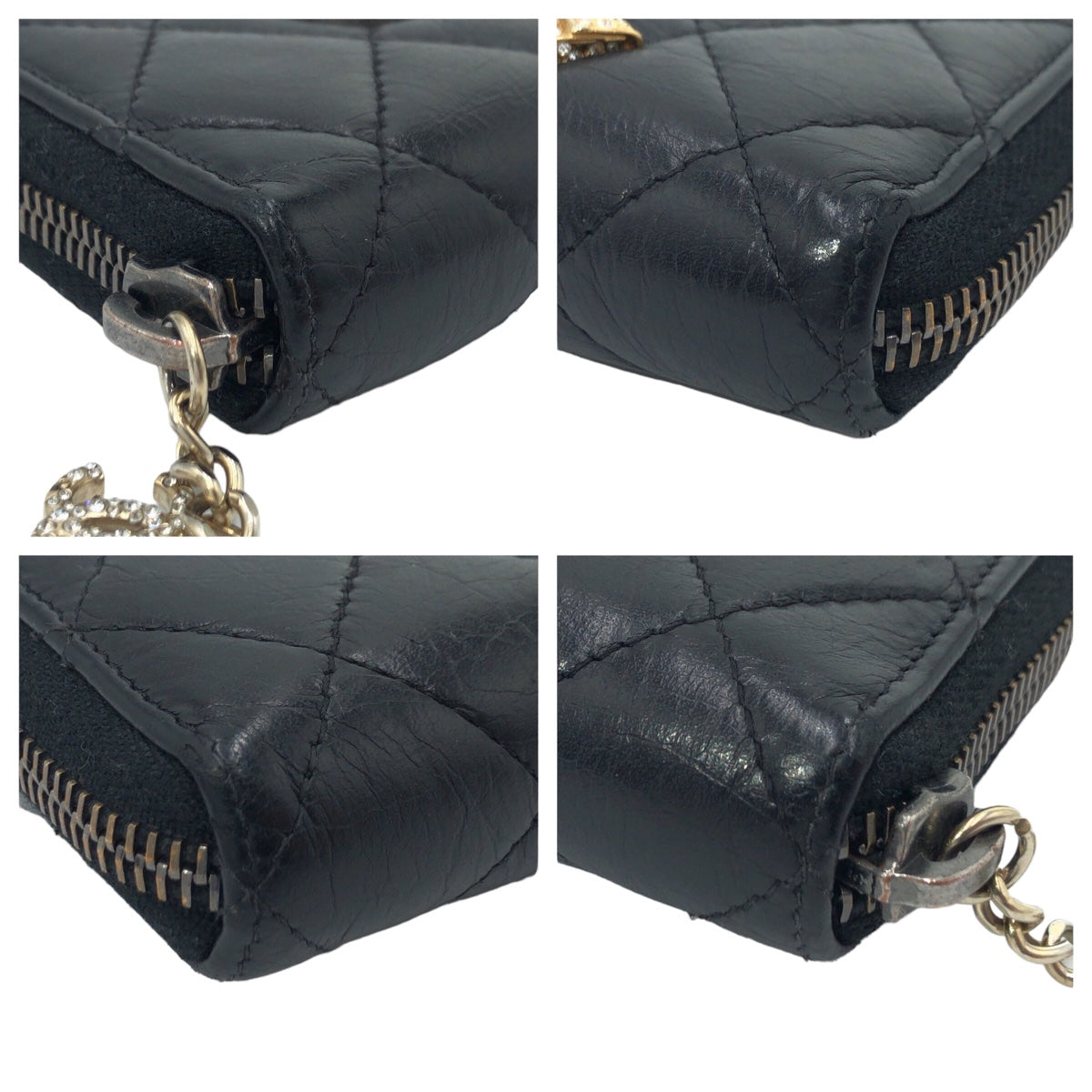 CHANEL シャネル マトラッセ エンブロイダリー 2.55 ココマーク ブラック 黒 シルバー金具 ラムスキン 長財布 ラウンドファスナー ラウンドジップ  レディース