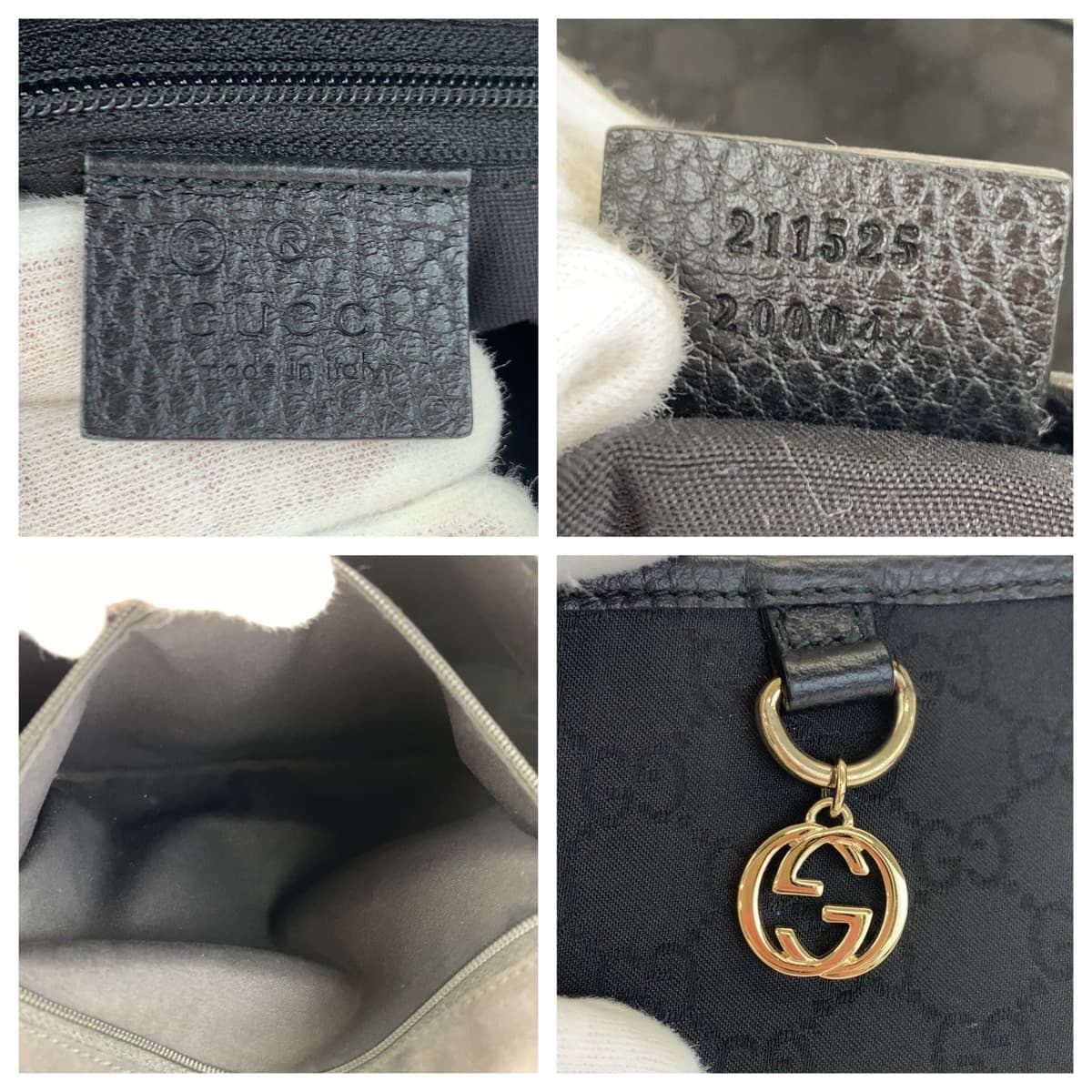 GUCCI グッチ インターロッキング ブラック 黒 ナイロン 211525 ショルダーバッグ トートバッグ  メンズ