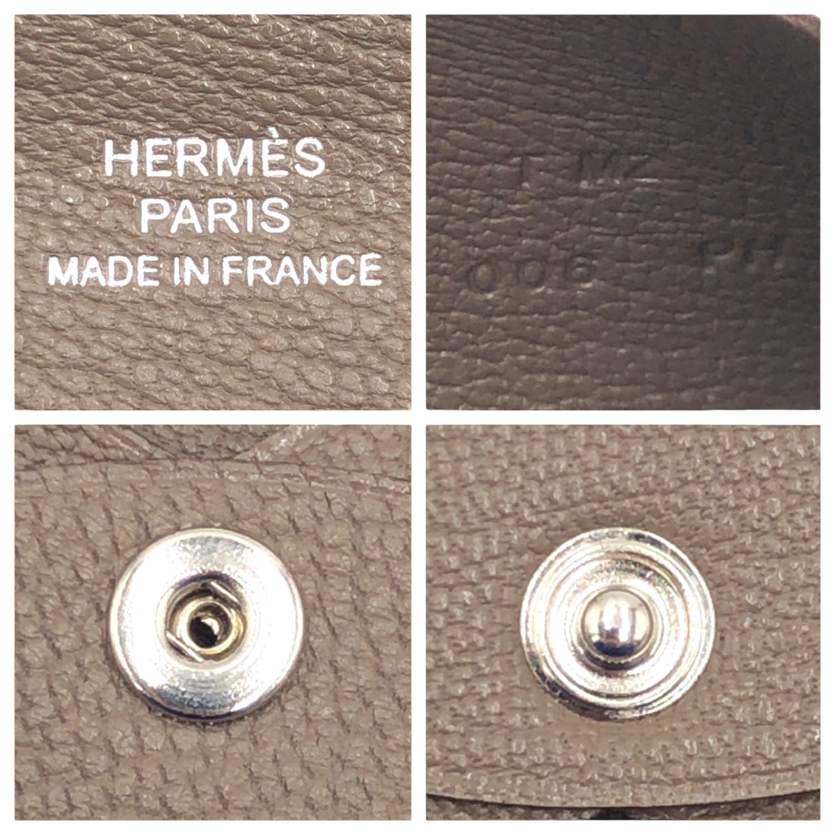 HERMES エルメス カルヴィ 男女兼用 エトゥープ ブラウン 茶 シルバー金具 シェーブル カードケース 名刺入れ T刻印  レディース