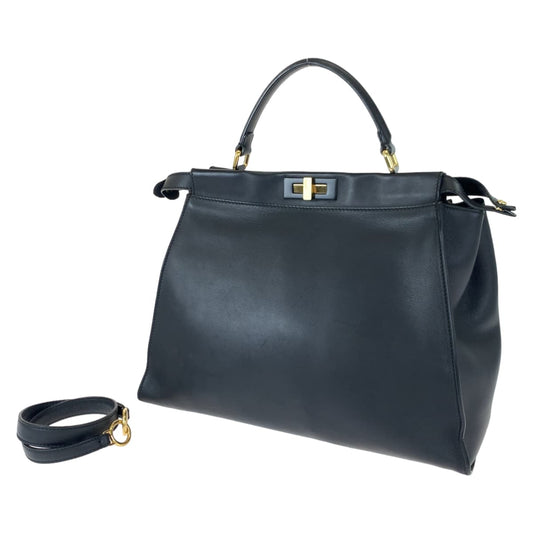 FENDI フェンディ ピーカブー ラージ ブラック 黒 ゴールド金具 レザー ショルダーバッグ ハンドバッグ 2way  レディース