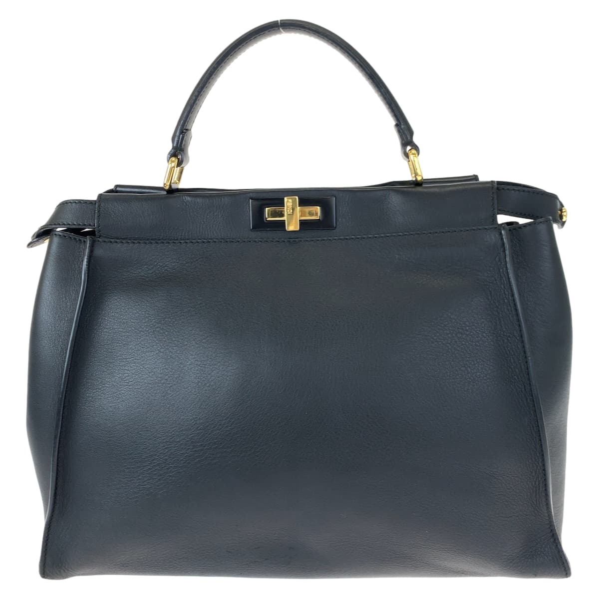 FENDI フェンディ ピーカブー ラージ ブラック 黒 ゴールド金具 レザー ショルダーバッグ ハンドバッグ 2way  レディース