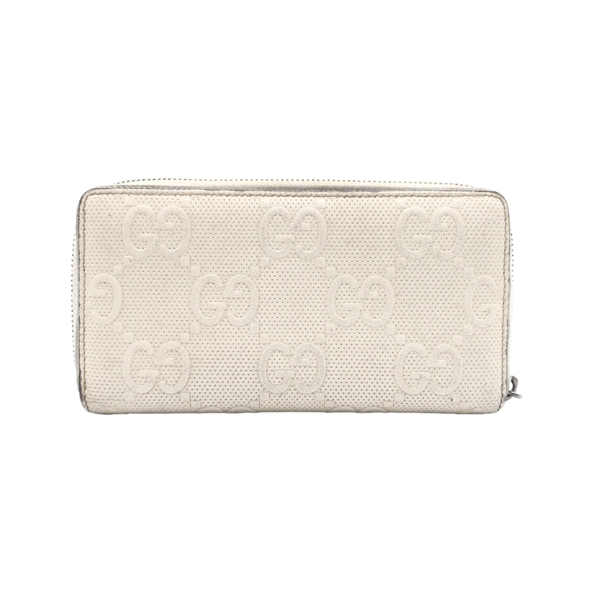 GUCCI グッチ GGエンボス アイボリー シルバー金具 レザー 625558 長財布 ラウンドファスナー ラウンドジップ  メンズ