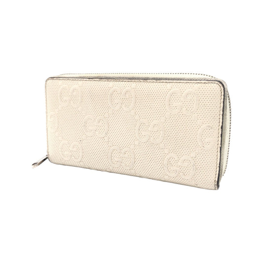 GUCCI グッチ GGエンボス アイボリー シルバー金具 レザー 625558 長財布 ラウンドファスナー ラウンドジップ  メンズ