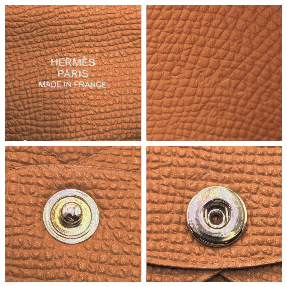HERMES エルメス カルヴィ ゴールド ブラウン 茶 シルバー金具 ヴォーエプソン カードケース 名刺入れ C刻印  メンズ