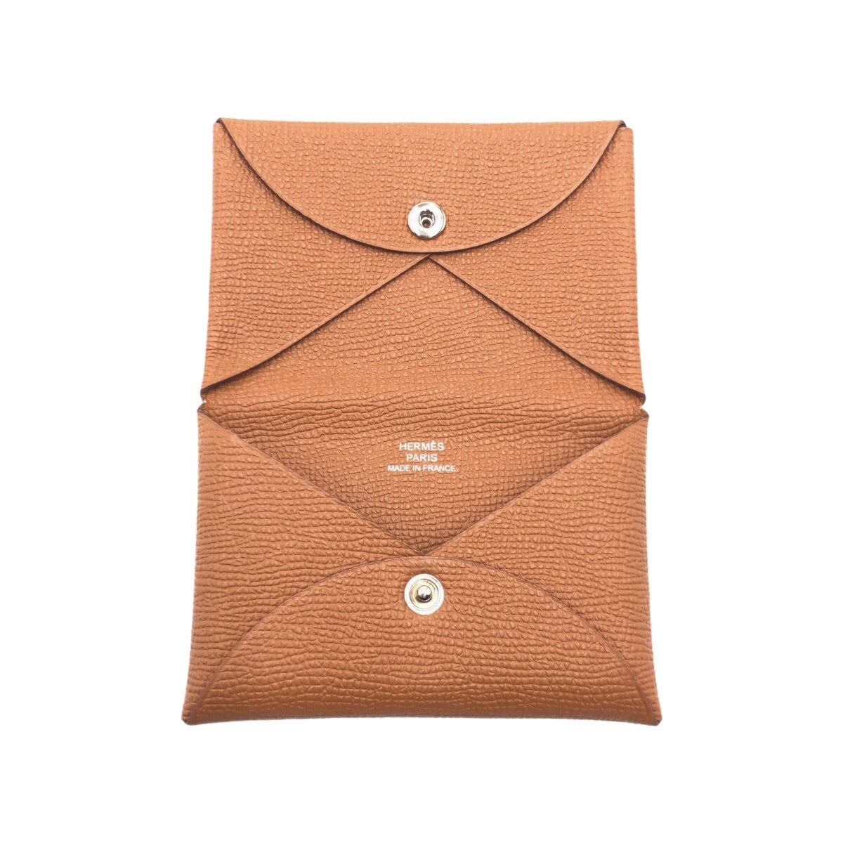 HERMES エルメス カルヴィ ゴールド ブラウン 茶 シルバー金具 ヴォーエプソン カードケース 名刺入れ C刻印  メンズ
