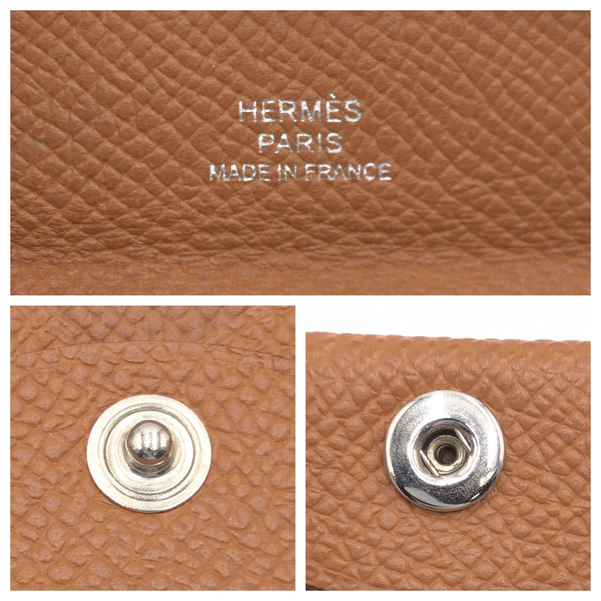 HERMES エルメス バスティア ゴールド ブラウン 茶 ゴールド金具 ヴォーエプソン コインケース コンパクトウォレット U刻印  レディース