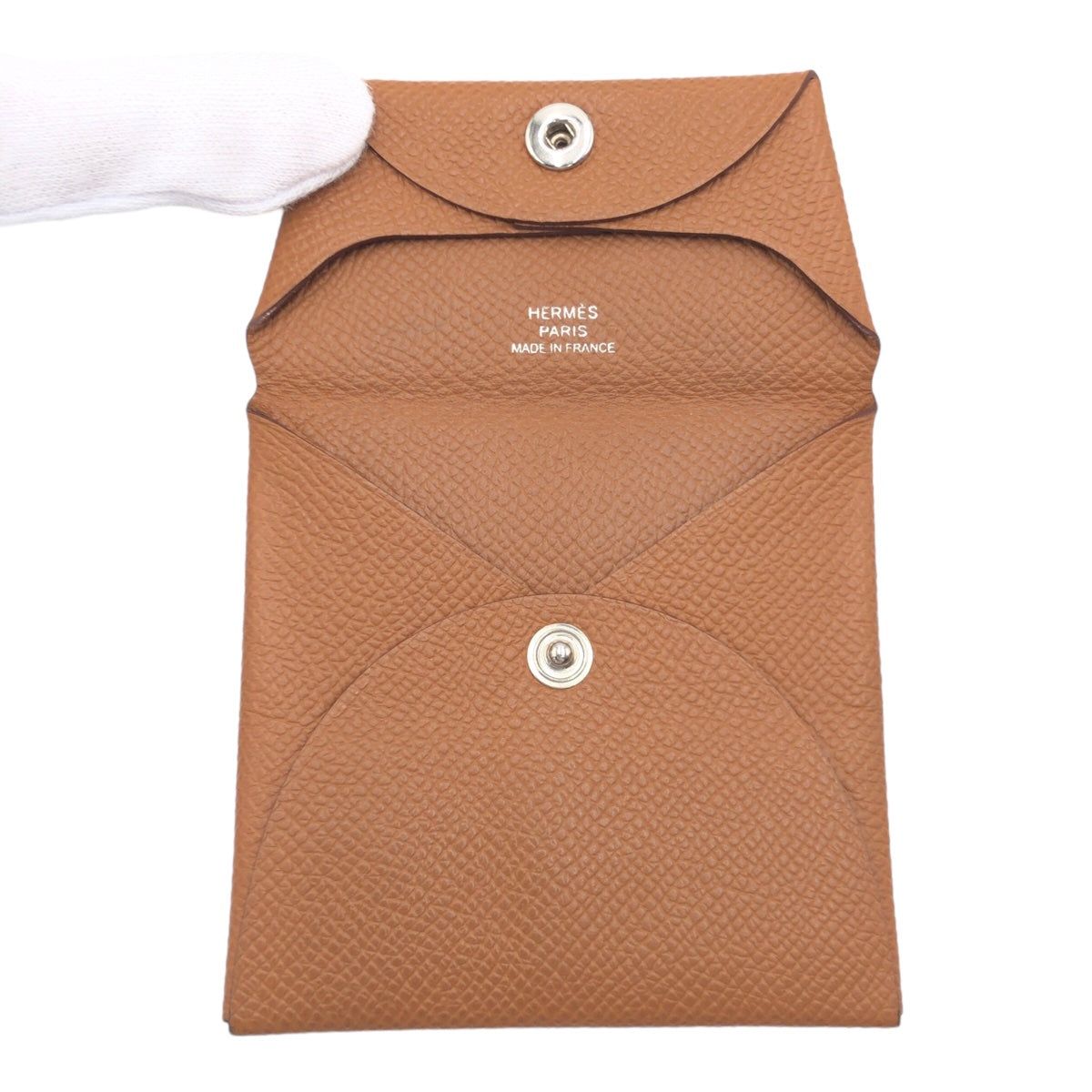 HERMES エルメス バスティア ゴールド ブラウン 茶 ゴールド金具 ヴォーエプソン コインケース コンパクトウォレット U刻印  レディース