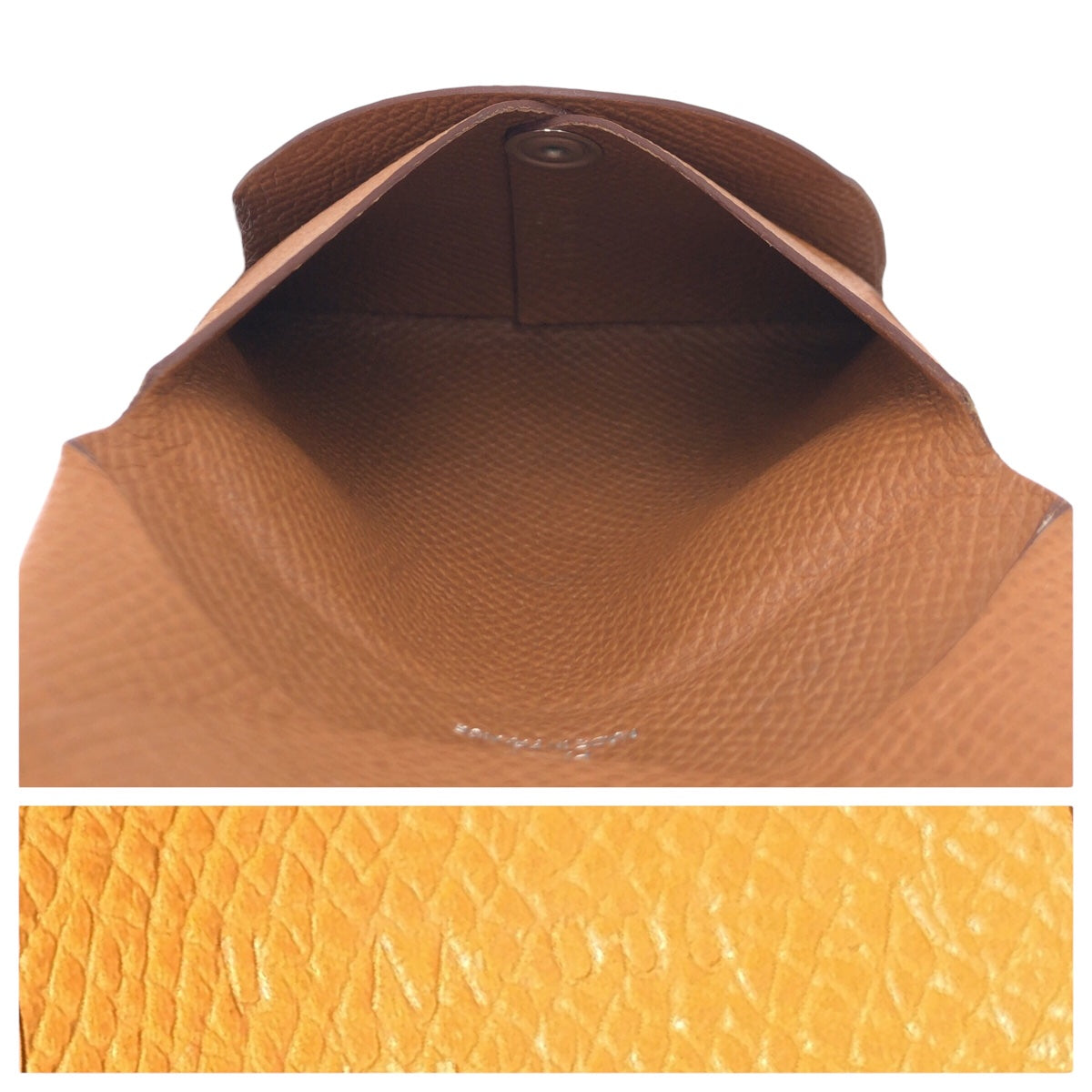 HERMES エルメス バスティア ゴールド ブラウン 茶 ゴールド金具 ヴォーエプソン コインケース コンパクトウォレット U刻印  レディース