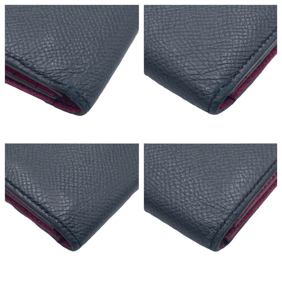 HERMES エルメス ベアンスフレ ブルーインディゴ ローズパープル シルバー金具 ヴォーエプソン 長財布 ロングウォレット A刻印  レディース