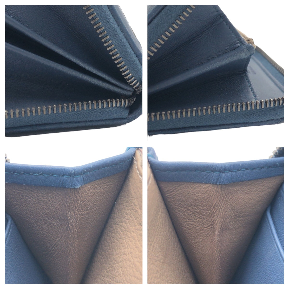 BOTTEGAVENETA ボッテガヴェネタ マイクロマクロ ブルー デニム トルマリン / ラムレザー 長財布 ラウンドファスナー  メンズ