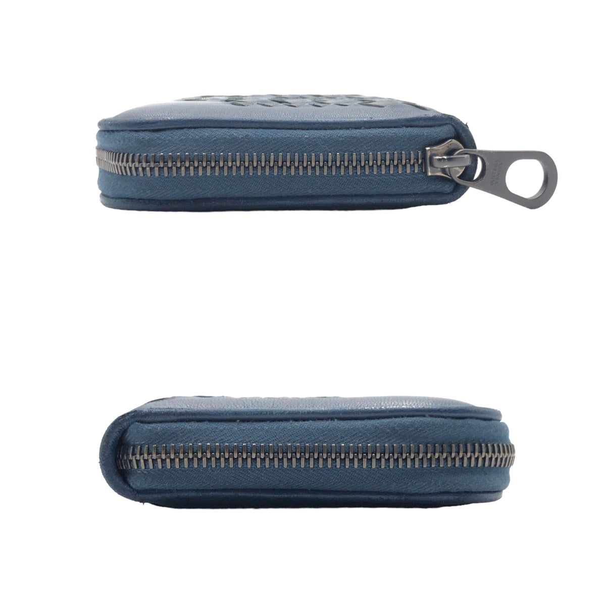 BOTTEGAVENETA ボッテガヴェネタ マイクロマクロ ブルー デニム トルマリン / ラムレザー 長財布 ラウンドファスナー  メンズ