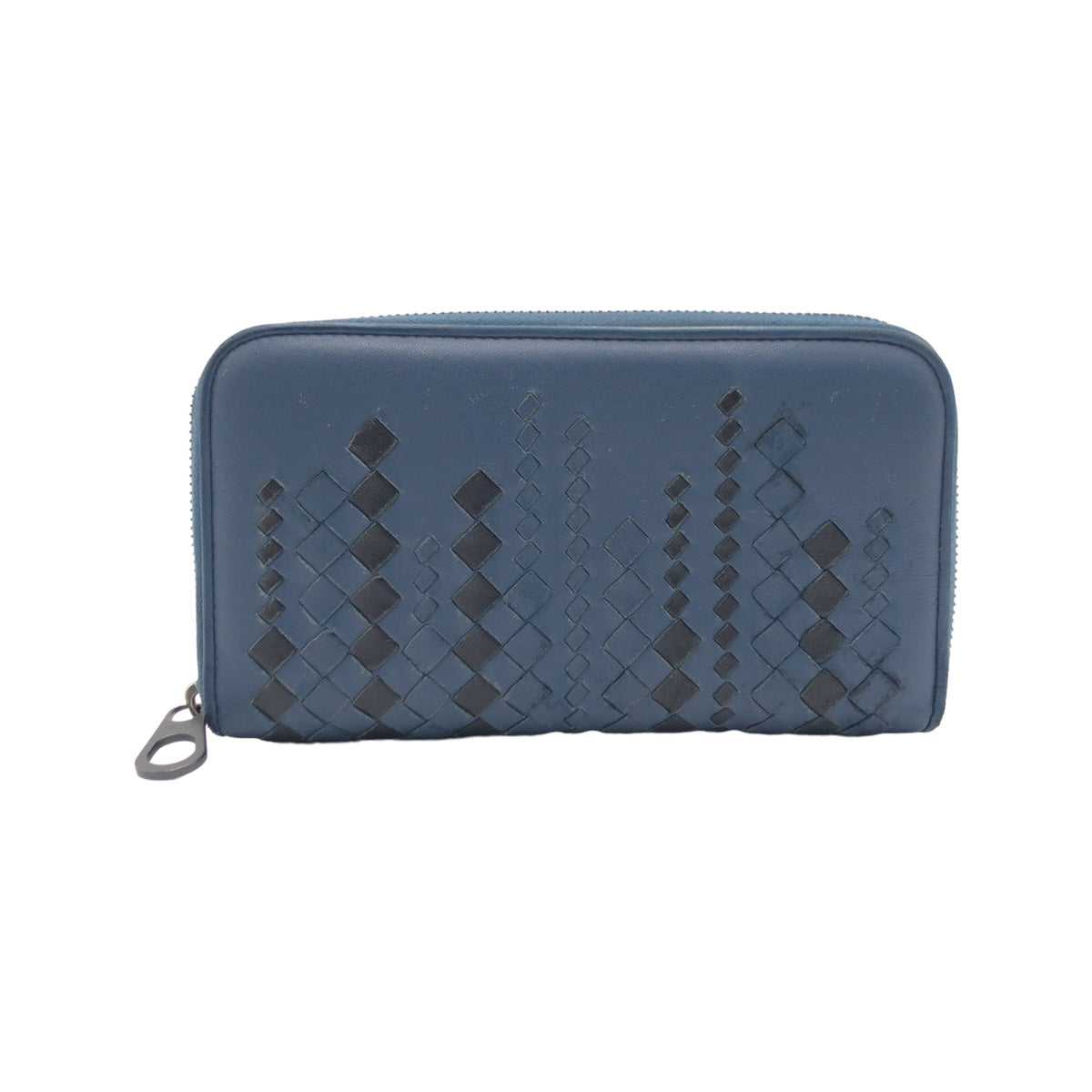 BOTTEGAVENETA ボッテガヴェネタ マイクロマクロ ブルー デニム トルマリン / ラムレザー 長財布 ラウンドファスナー  メンズ