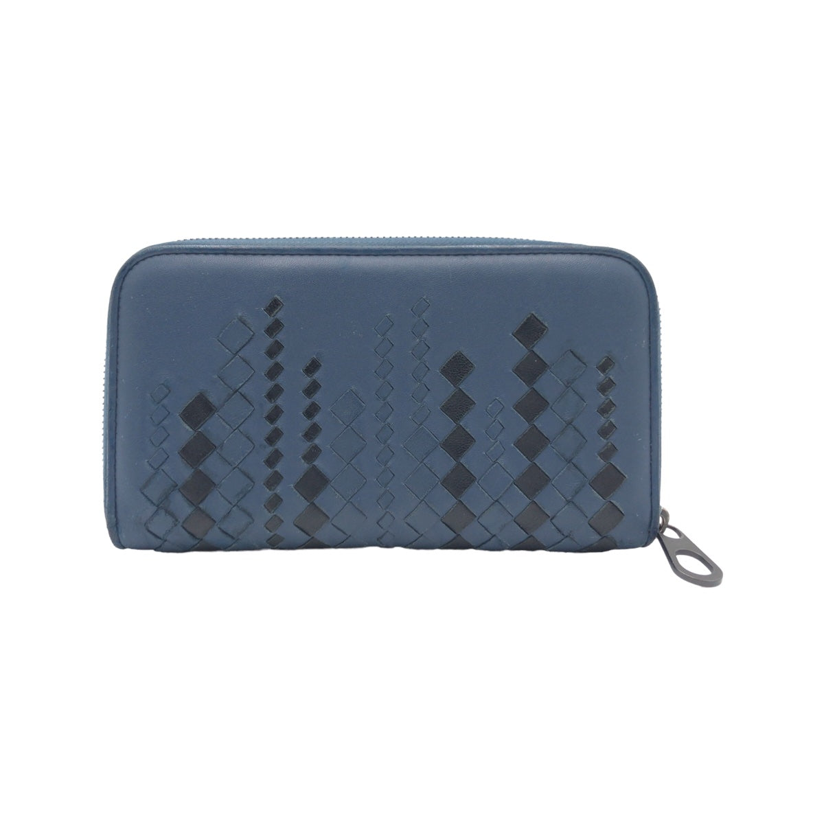 BOTTEGAVENETA ボッテガヴェネタ マイクロマクロ ブルー デニム トルマリン / ラムレザー 長財布 ラウンドファスナー  メンズ