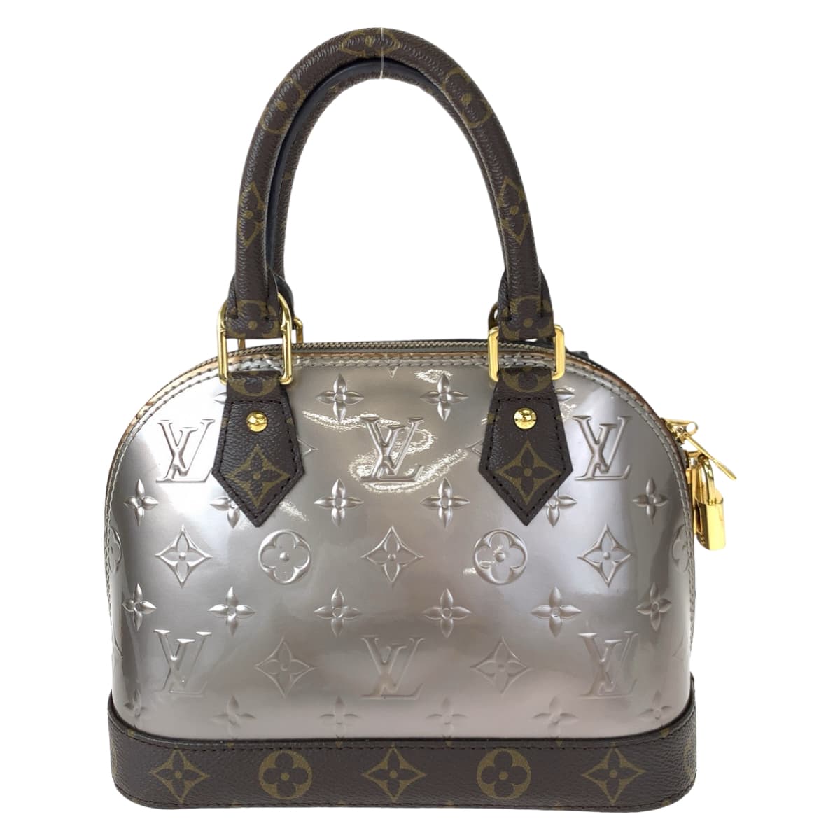 LOUIS VUITTON Louis Vuitton Monogram Vernis Alma BB Champagne Metallized Grey Patent Leather / PVC M44862 Shoulder Bag Handbag 2way Women's