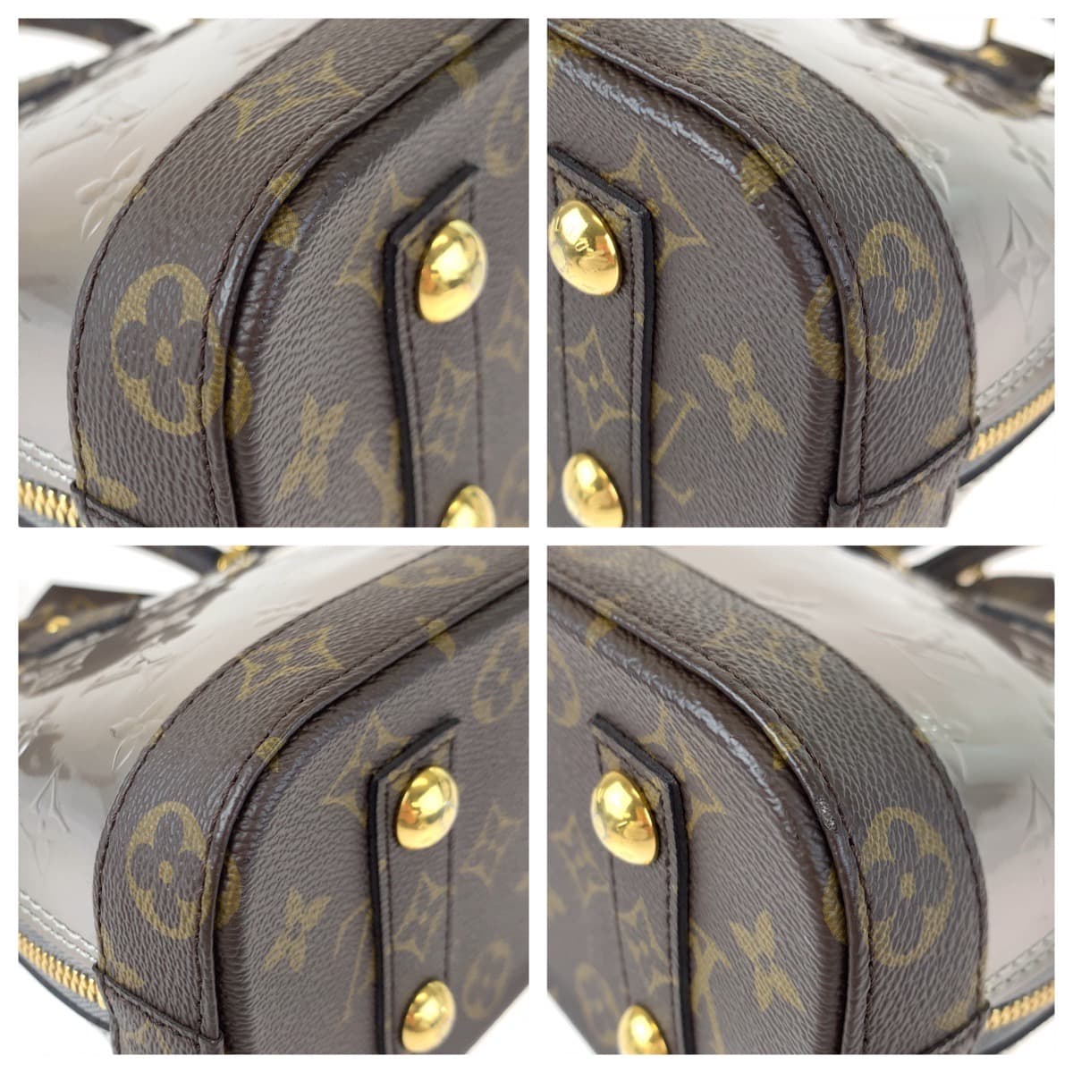 LOUIS VUITTON Louis Vuitton Monogram Vernis Alma BB Champagne Metallized Grey Patent Leather / PVC M44862 Shoulder Bag Handbag 2way Women's