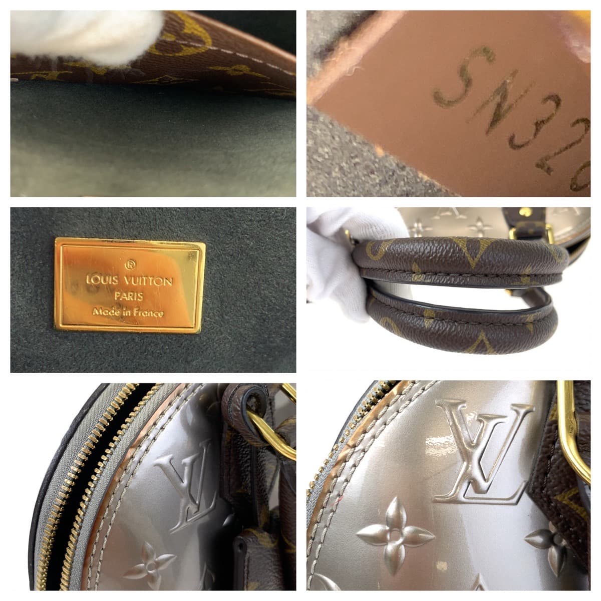 LOUIS VUITTON Louis Vuitton Monogram Vernis Alma BB Champagne Metallized Grey Patent Leather / PVC M44862 Shoulder Bag Handbag 2way Women's