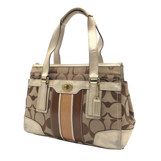 COACH コーチ シグネチャー ブラウン 茶 ゴールド 金 ゴールド金具 キャンバス F11620 ハンドバッグ トートバッグ  レディース