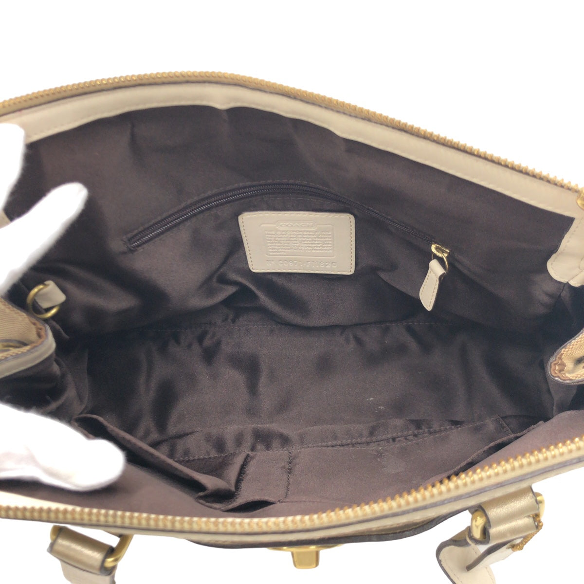 COACH コーチ シグネチャー ブラウン 茶 ゴールド 金 ゴールド金具 キャンバス F11620 ハンドバッグ トートバッグ  レディース