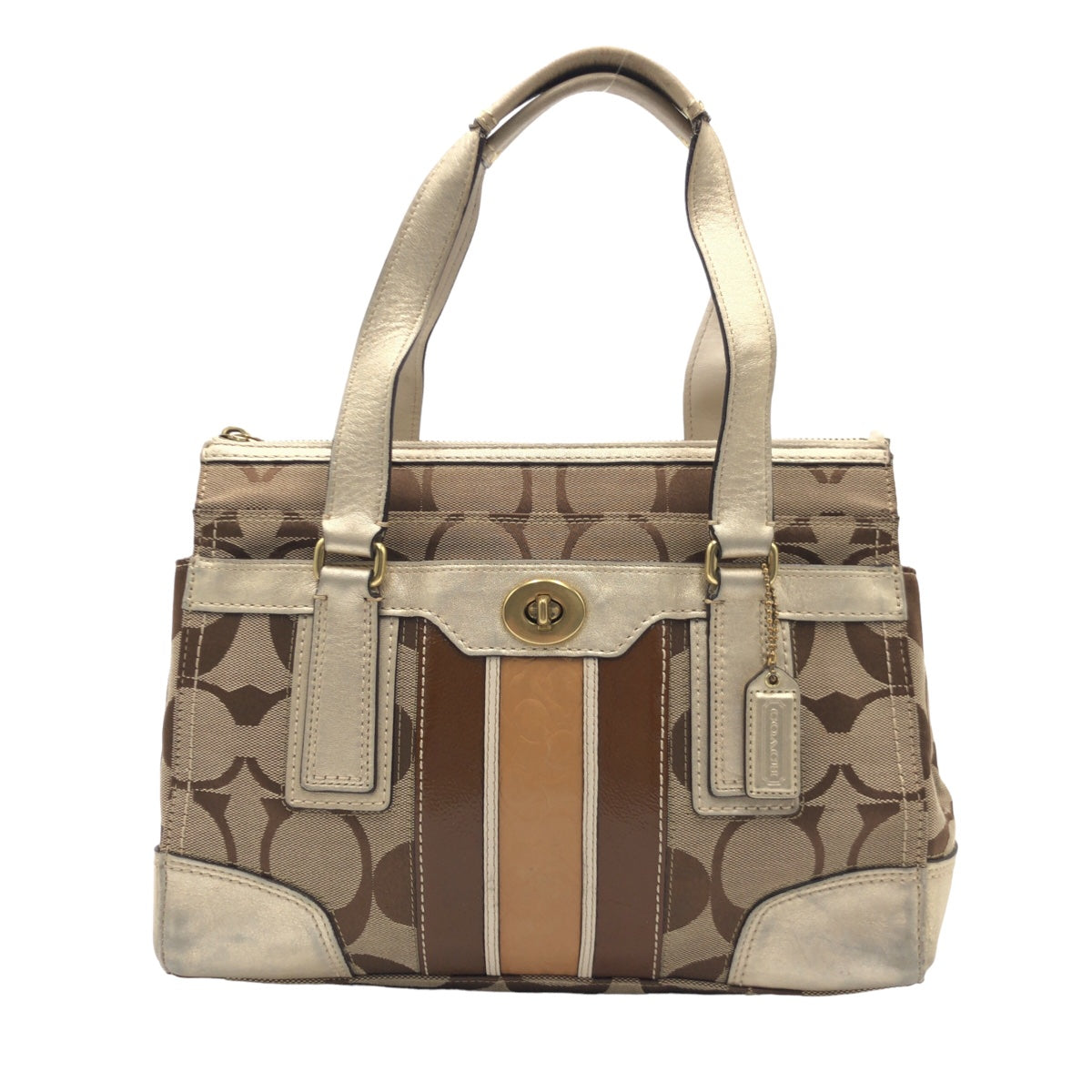 COACH コーチ シグネチャー ブラウン 茶 ゴールド 金 ゴールド金具 キャンバス F11620 ハンドバッグ トートバッグ  レディース