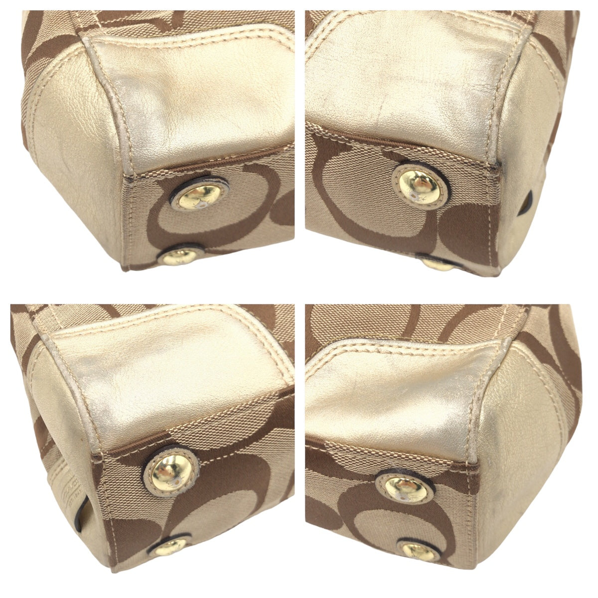 COACH コーチ シグネチャー ブラウン 茶 ゴールド 金 ゴールド金具 キャンバス F11620 ハンドバッグ トートバッグ  レディース
