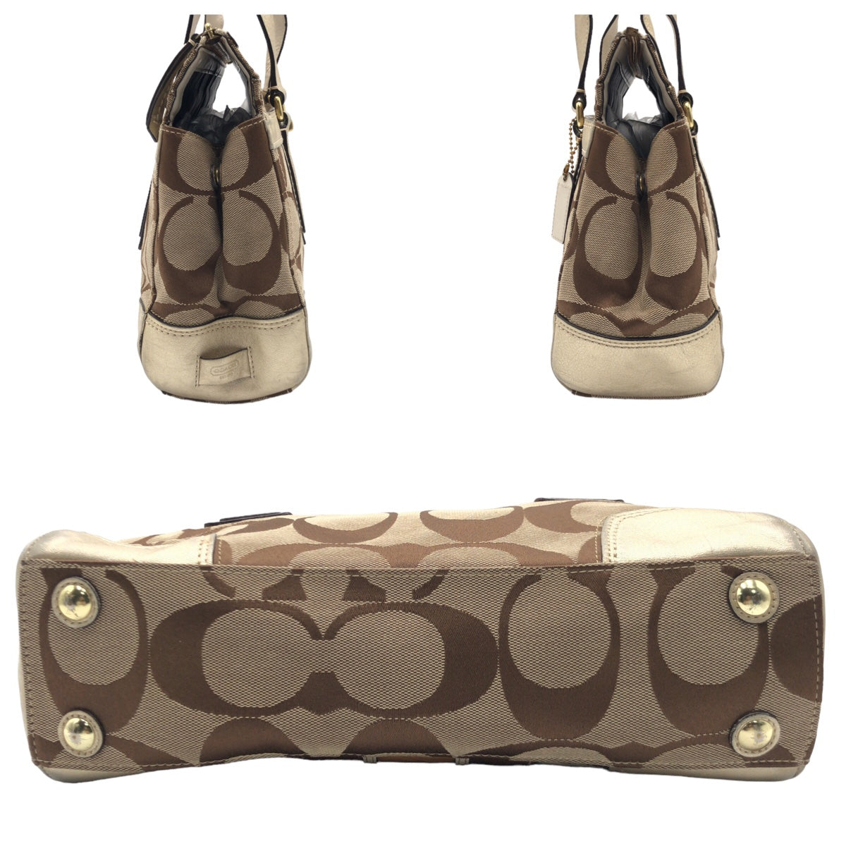COACH コーチ シグネチャー ブラウン 茶 ゴールド 金 ゴールド金具 キャンバス F11620 ハンドバッグ トートバッグ  レディース
