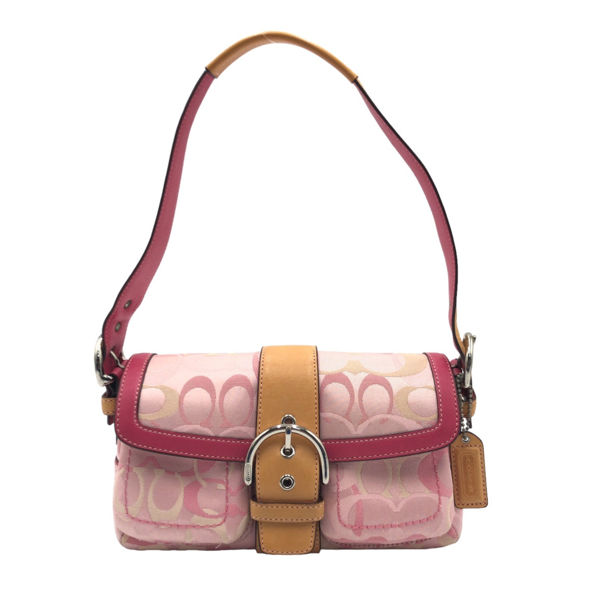 COACH コーチ ソーホー オプティックシグネチャー ピンク ブラウン 茶 シルバー金具 キャンバス 1852 ショルダーバッグ ハンドバッグ  レディース