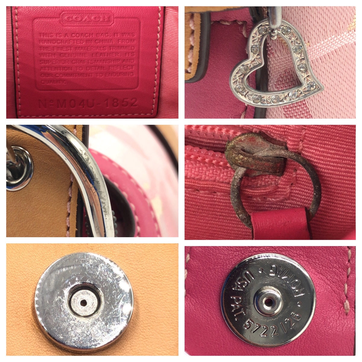 COACH コーチ ソーホー オプティックシグネチャー ピンク ブラウン 茶 シルバー金具 キャンバス 1852 ショルダーバッグ ハンドバッグ  レディース