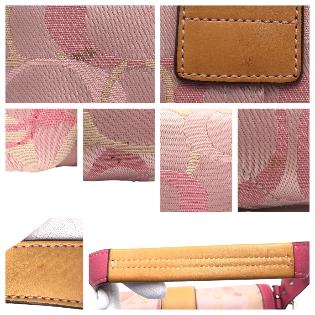 COACH コーチ ソーホー オプティックシグネチャー ピンク ブラウン 茶 シルバー金具 キャンバス 1852 ショルダーバッグ ハンドバッグ  レディース