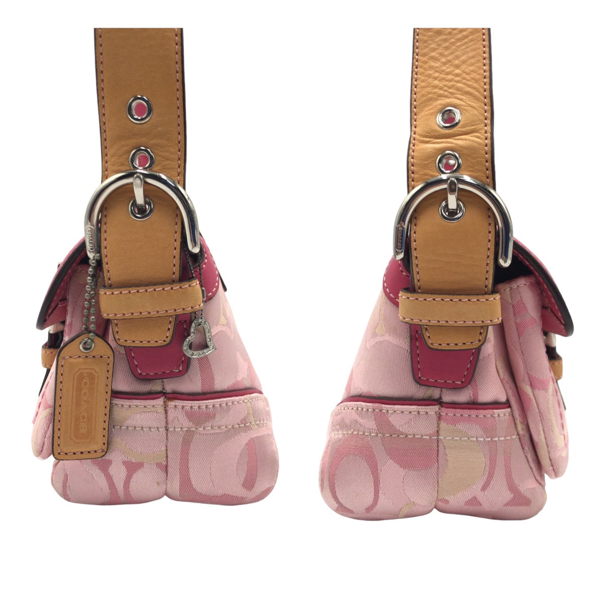 COACH コーチ ソーホー オプティックシグネチャー ピンク ブラウン 茶 シルバー金具 キャンバス 1852 ショルダーバッグ ハンドバッグ  レディース