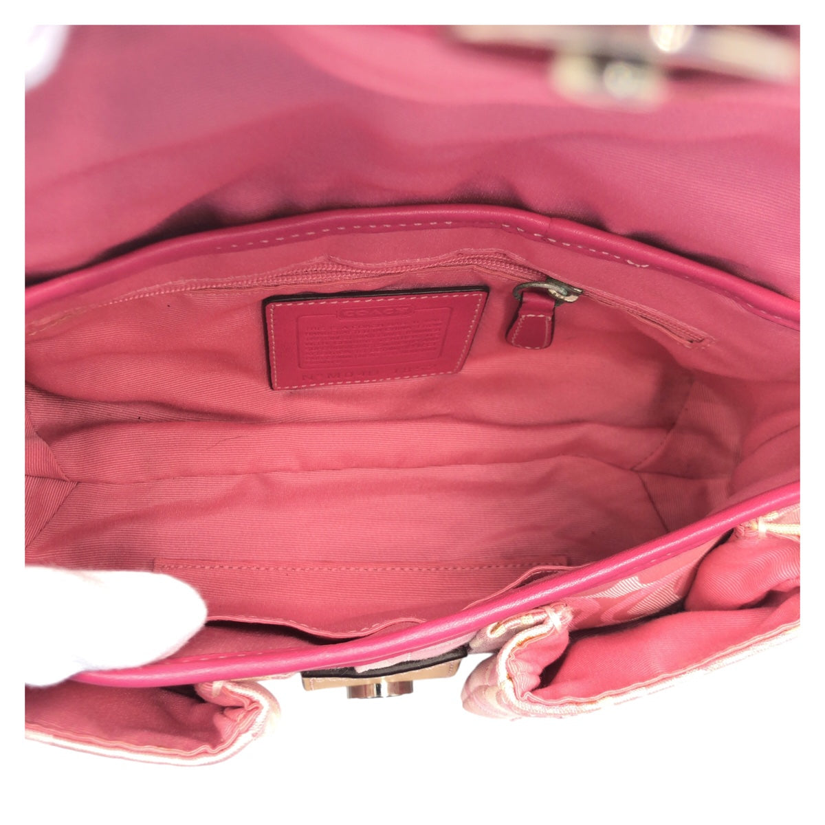 COACH コーチ ソーホー オプティックシグネチャー ピンク ブラウン 茶 シルバー金具 キャンバス 1852 ショルダーバッグ ハンドバッグ  レディース