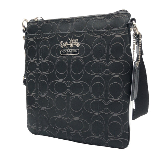 COACH コーチ シグネチャー ブラック 黒 シルバー金具 キャンバス 44310 ショルダーバッグ ワンショルダーバッグ  レディース