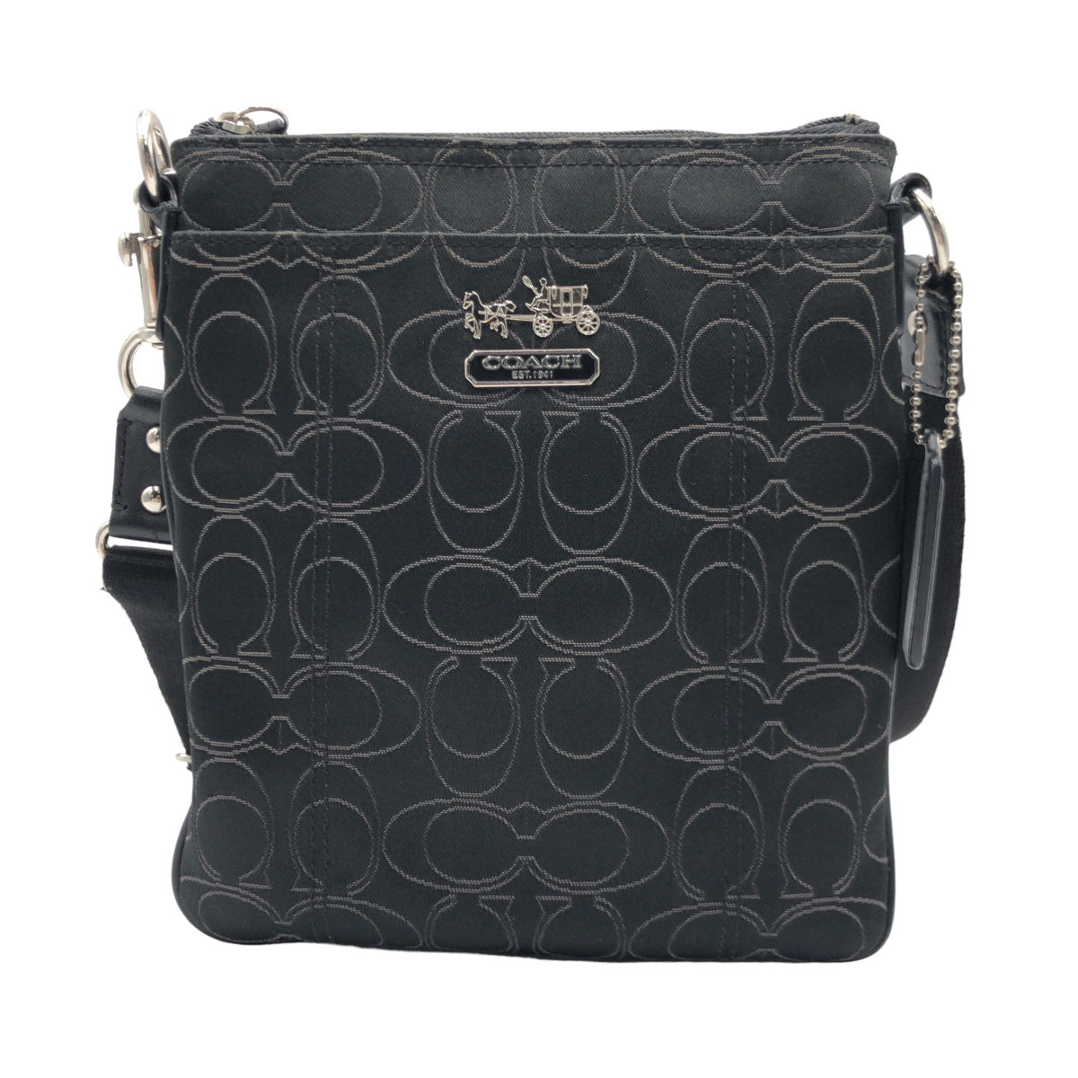 COACH コーチ シグネチャー ブラック 黒 シルバー金具 キャンバス 44310 ショルダーバッグ ワンショルダーバッグ  レディース