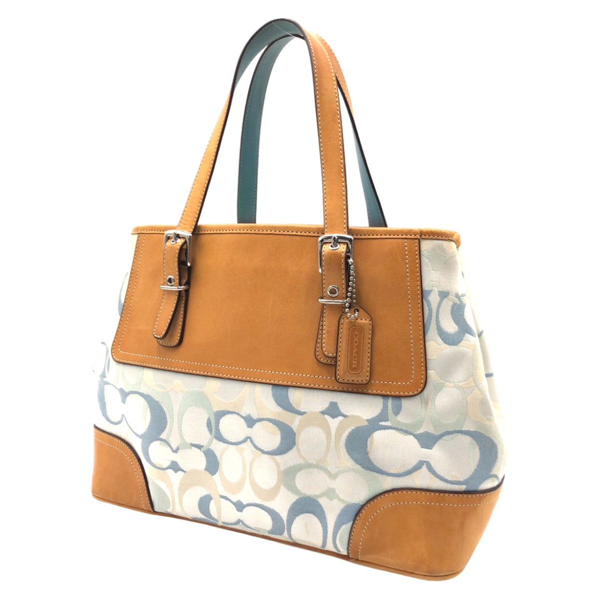 COACH コーチ シグネチャー ブラウン 茶 キャンバス / レザー 7029 ハンドバッグ トートバッグ  レディース