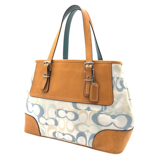 COACH コーチ シグネチャー ブラウン 茶 キャンバス / レザー 7029 ハンドバッグ トートバッグ  レディース