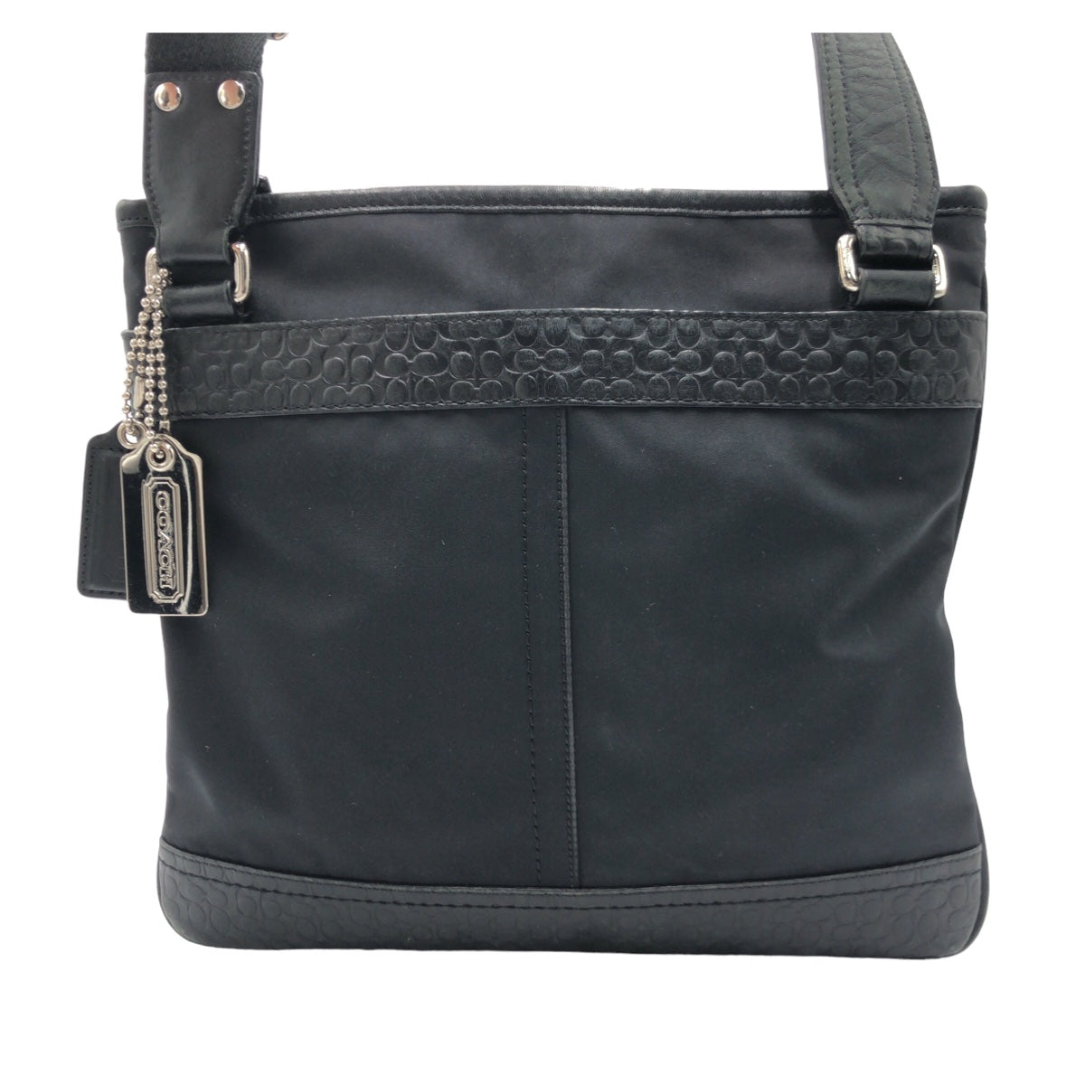 COACH コーチ シグネチャー ブラック 黒 シルバー金具 レザー F70325 ショルダーバッグ ワンショルダーバッグ  メンズ