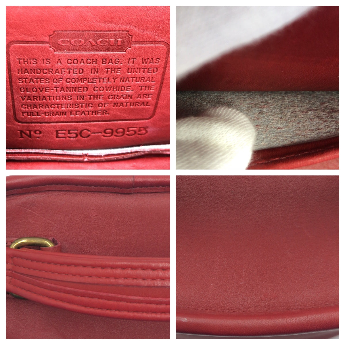 COACH コーチ オールドコーチ レッド 赤 ゴールド金具 レザー 9955 ハンドバッグ ショルダーバッグ 2way  レディース