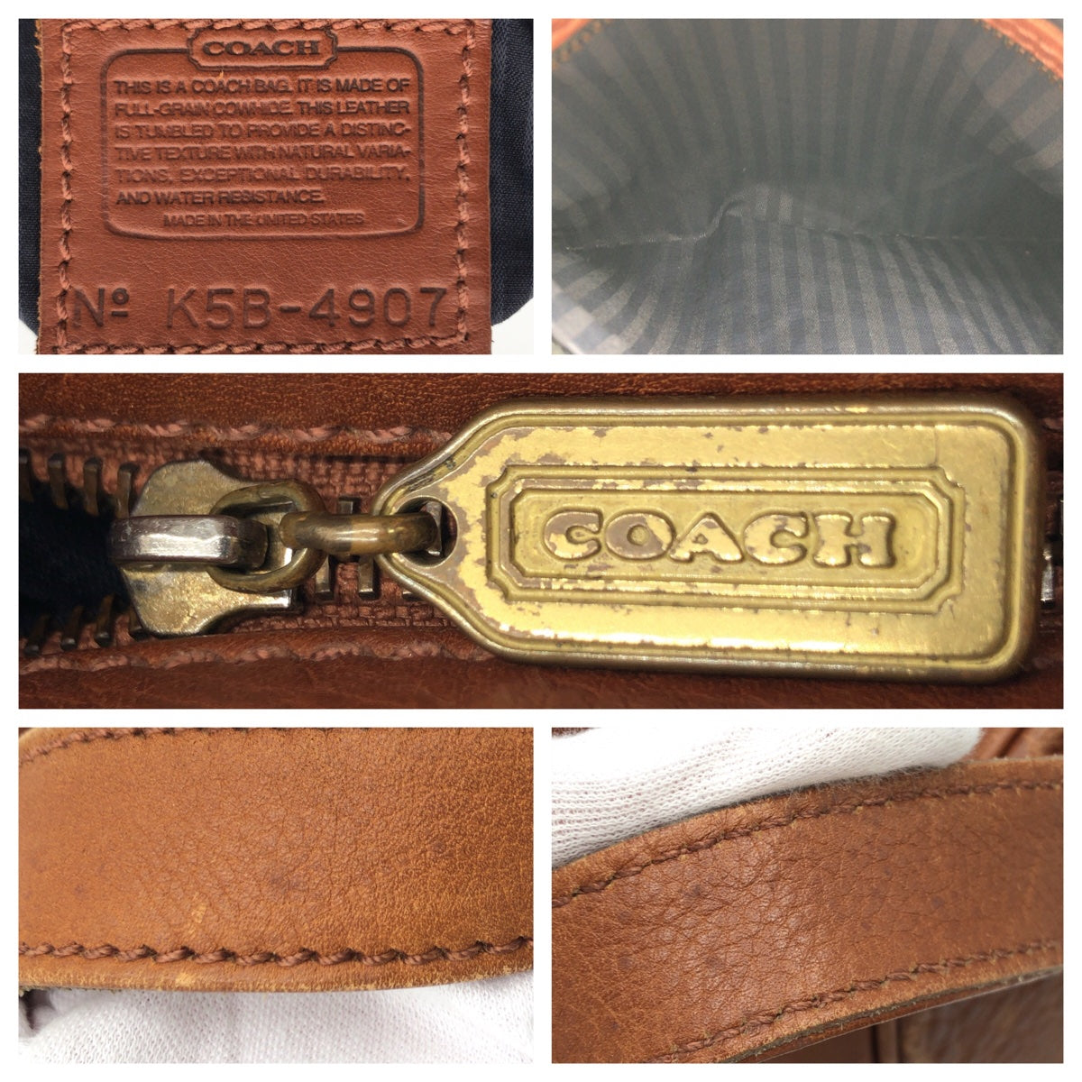 COACH コーチ ブラウン 茶 ゴールド金具 レザー 4907 ショルダーバッグ 斜め掛け  レディース