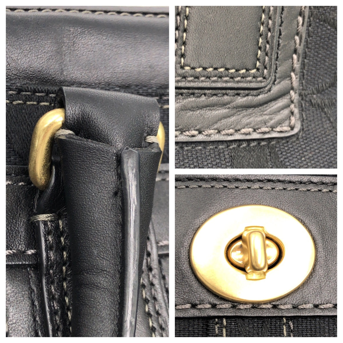 COACH コーチ シグネチャー レガシー ブラック 黒 ゴールド金具 キャンバス 11062 ハンドバッグ トートバッグ  レディース