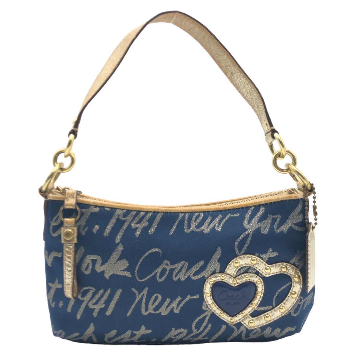 COACH コーチ ハートモチーフ スクリプトルレックスデミクロスボディ ネイビー 紺 ゴールド 金 ゴールド金具 キャンバス F17462 ショルダーバッグ ハンドバッグ 2way  レディース