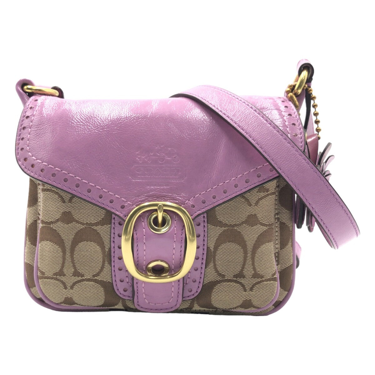 COACH コーチ シグネチャー パープル 紫 キャンバス 12501 ショルダーバッグ 斜め掛け  レディース