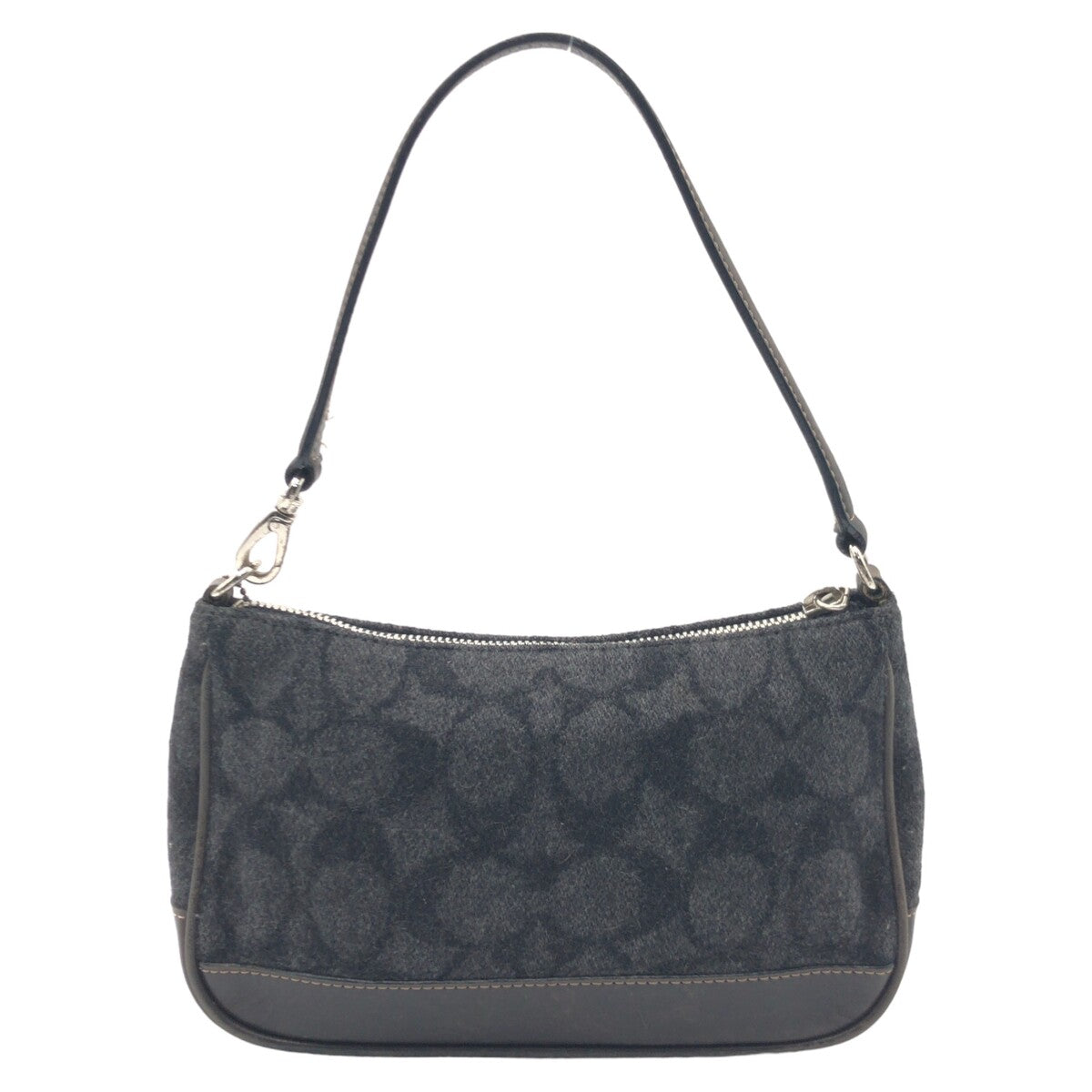 COACH コーチ シグネチャー グレー ブラック 黒 ウール 7720 ハンドバッグ アクセサリーポーチ  レディース