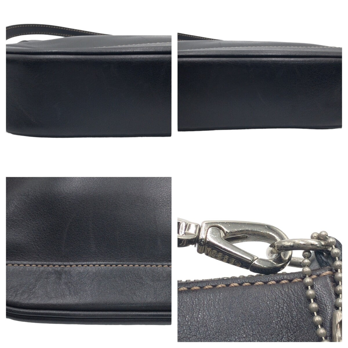 COACH コーチ ブラウン 茶 レザー 7785 ハンドバッグ アクセサリーポーチ  レディース
