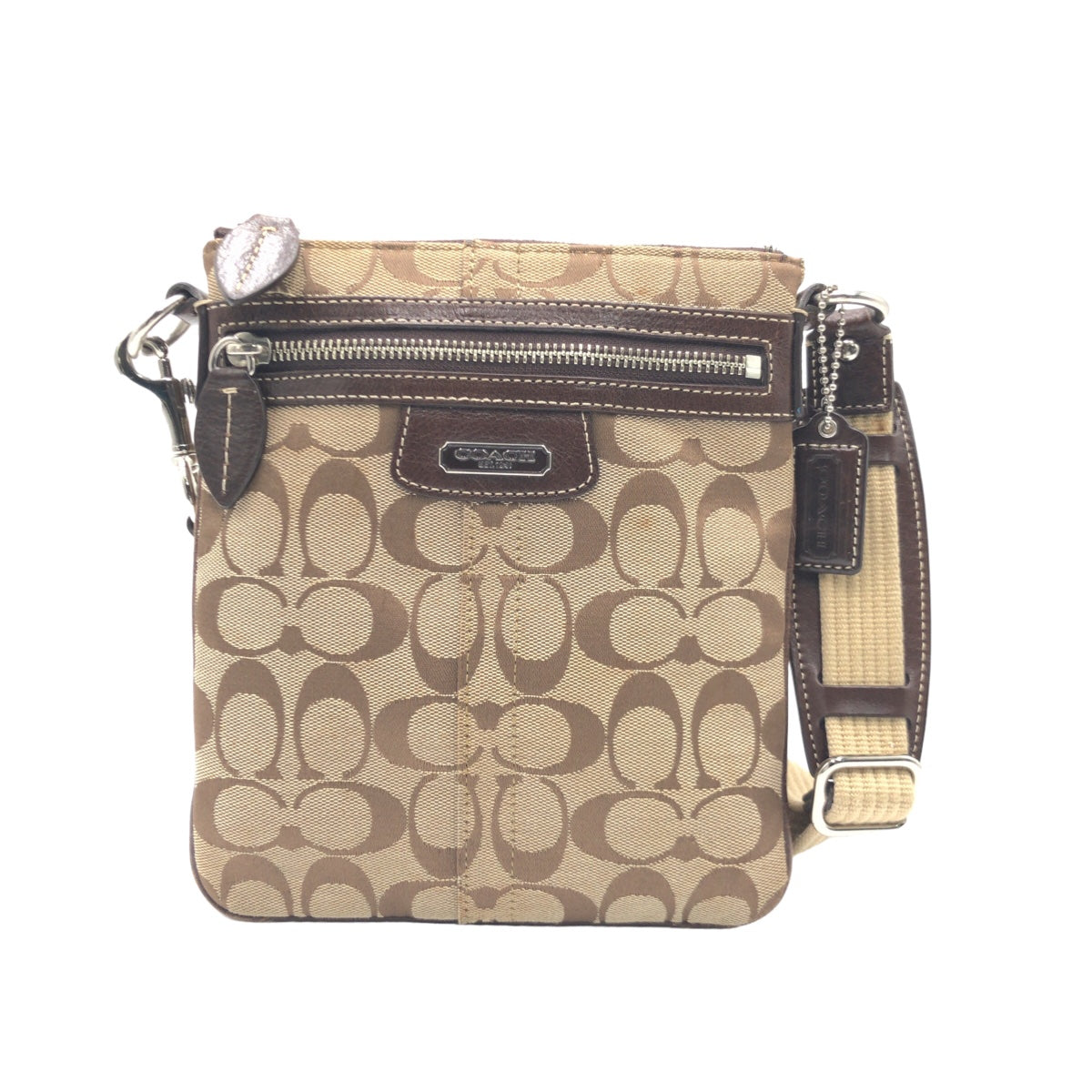 COACH コーチ シグネチャー ベージュ ブラウン キャンバス 42190 ショルダーバッグ 斜め掛け  レディース