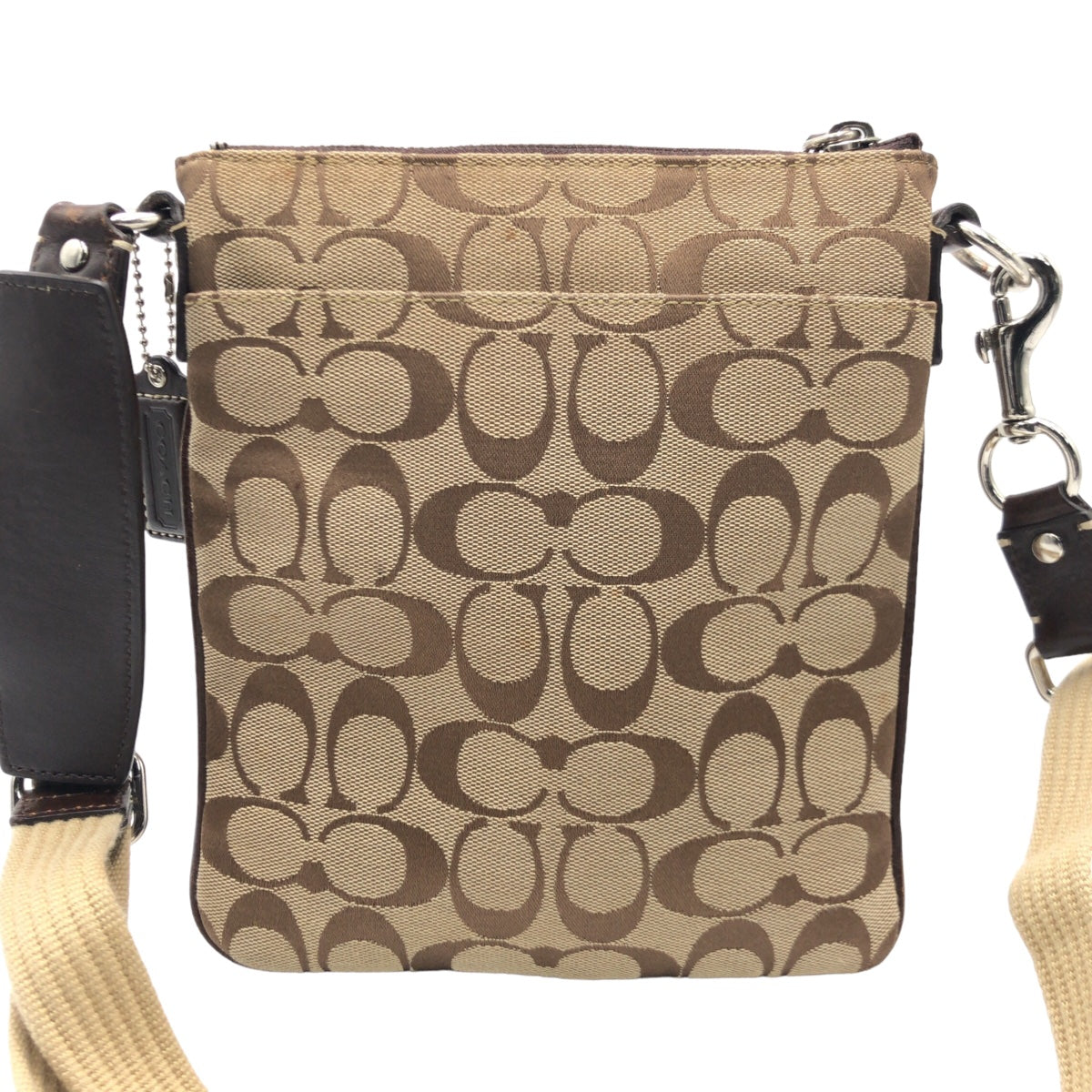 COACH コーチ シグネチャー ベージュ ブラウン キャンバス 42190 ショルダーバッグ 斜め掛け  レディース
