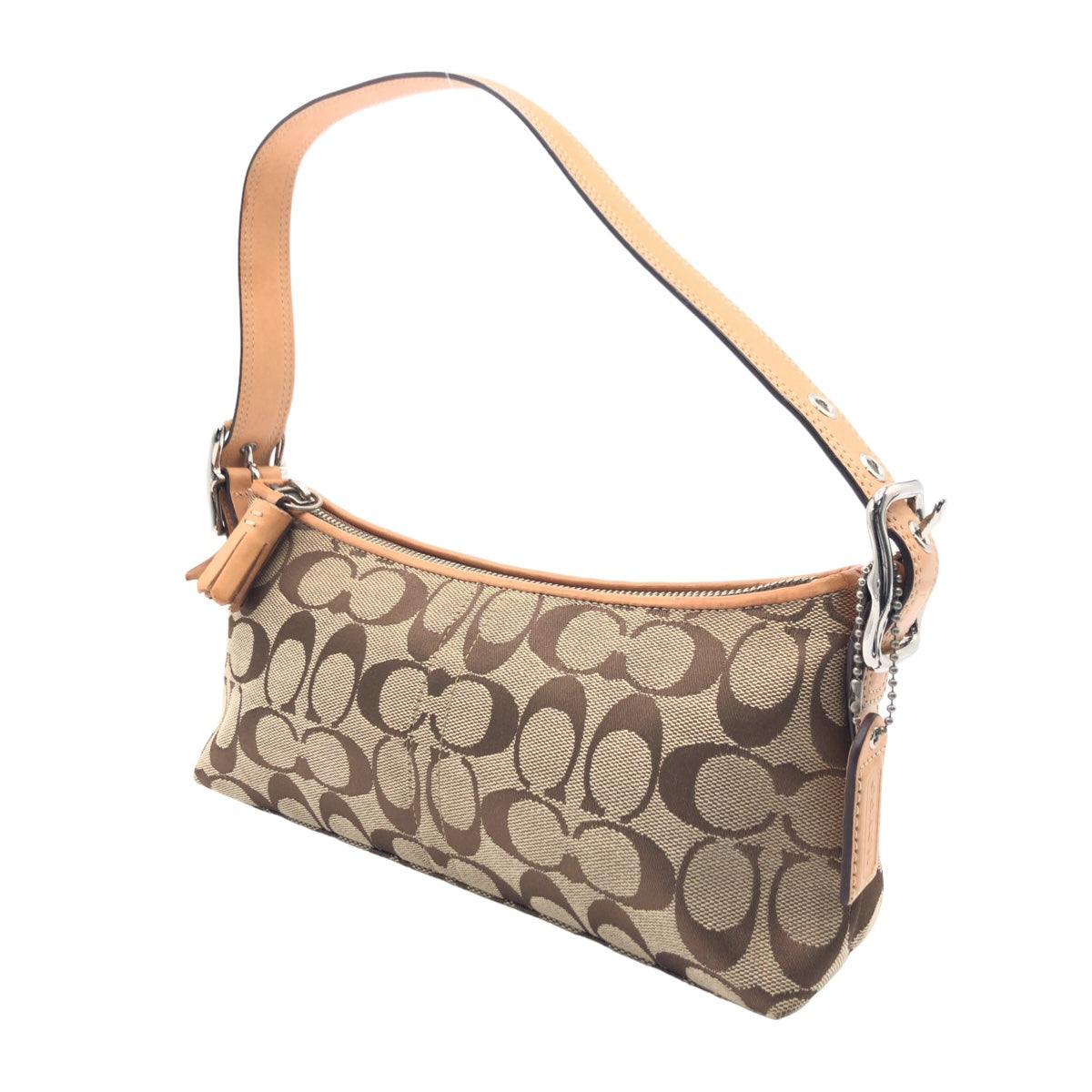 COACH コーチ シグネチャー ベージュ シルバー金具 キャンバス 8K01 ハンドバッグ アクセサリーポーチ  レディース