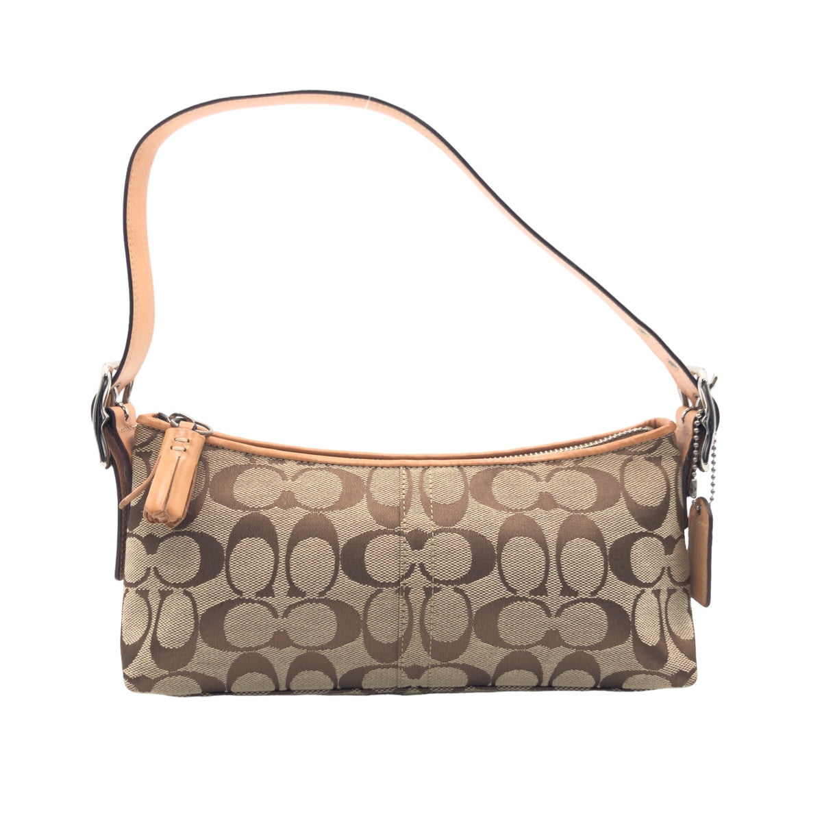 COACH コーチ シグネチャー ベージュ シルバー金具 キャンバス 8K01 ハンドバッグ アクセサリーポーチ  レディース