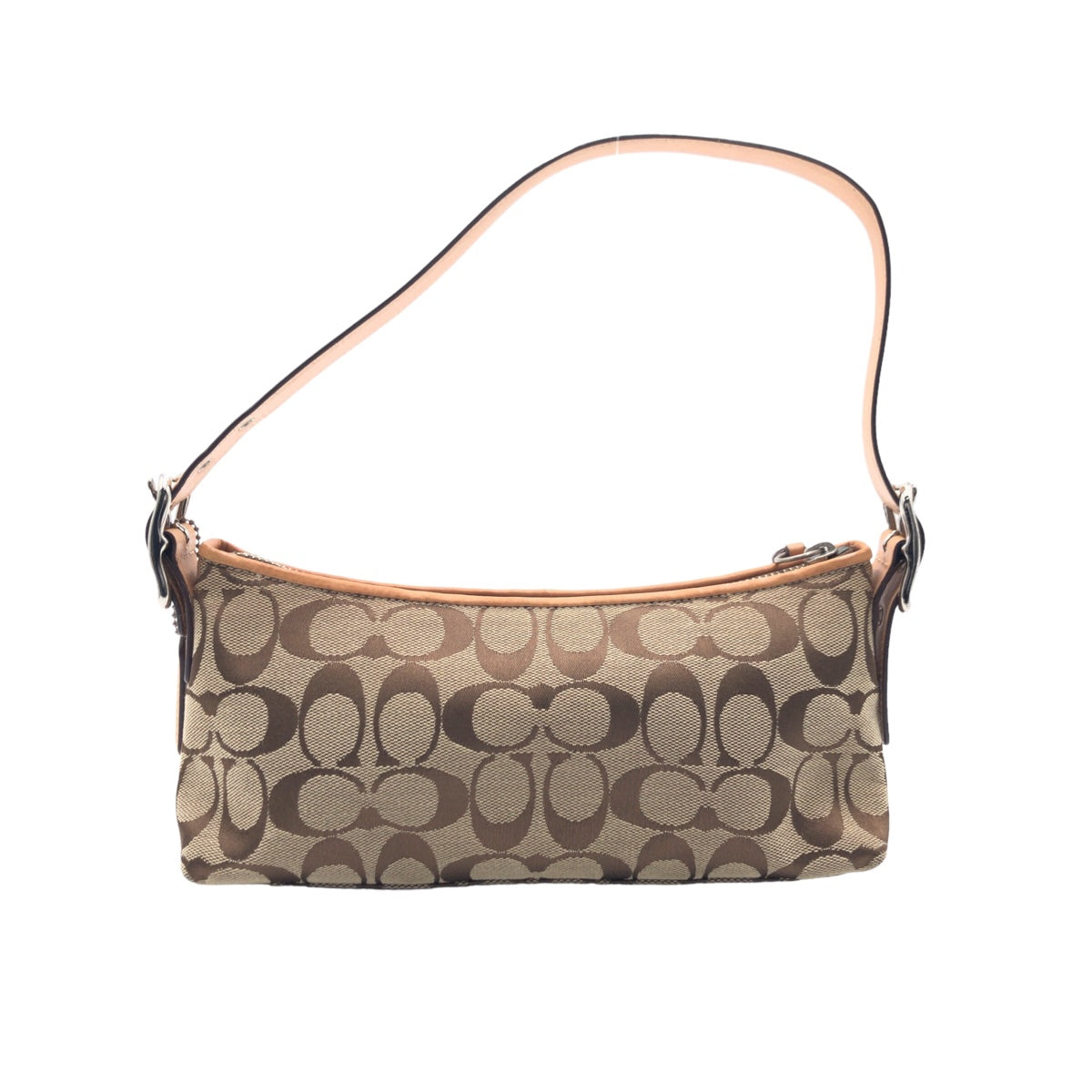 COACH コーチ シグネチャー ベージュ シルバー金具 キャンバス 8K01 ハンドバッグ アクセサリーポーチ  レディース